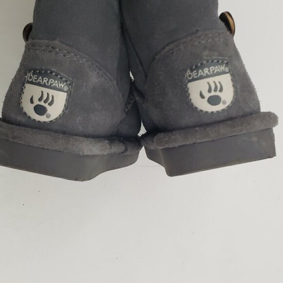 Bearpaw Rosaline Toddler Girls' Gray Suede Leather Warm Winter Boots Size 8 - Picture 13 of 13